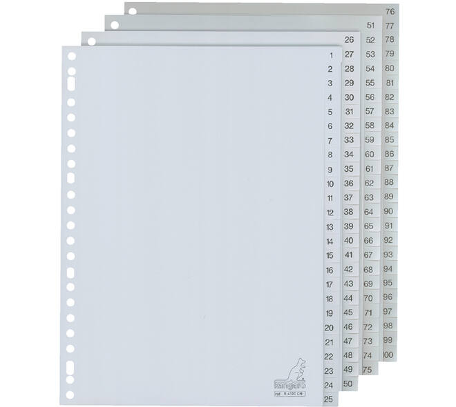 Tabbladen Kangaro 23-gaats G4100CM 1-100 genummerd grijs PP