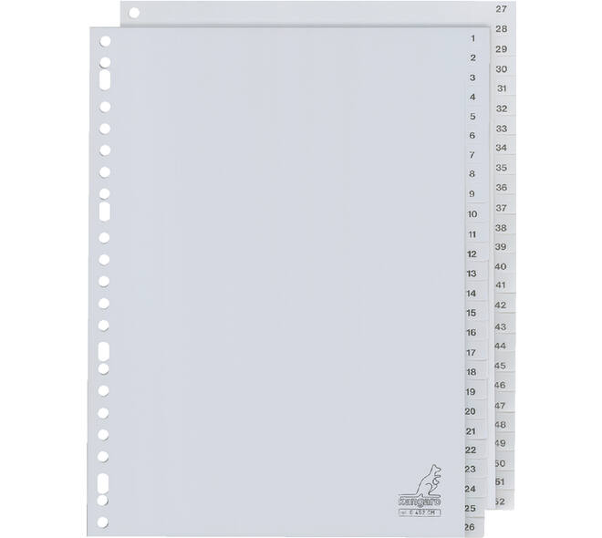 Tabbladen Kangaro 23-gaats G452CM 1-52 genummerd grijs PP