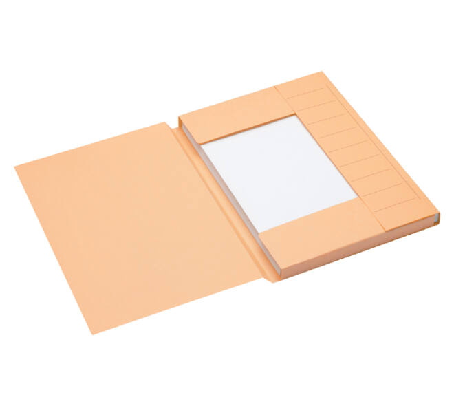 Dossiermap Secolor A4 3 kleppen 100% gerecycled karton 250 gr chamois