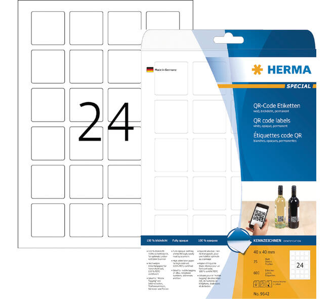 Etiket HERMA 9642 40x40mm QR-code wit 600 stuks