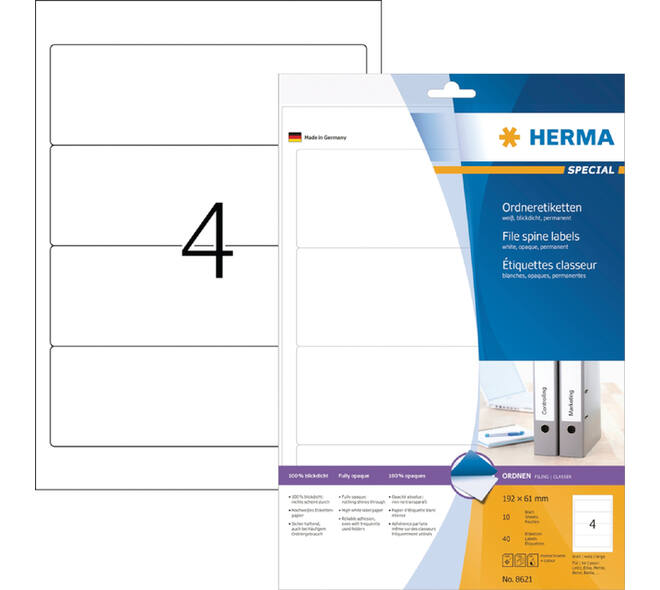 Rugetiket HERMA 5090 smal 38x192mm zelfklevend wit