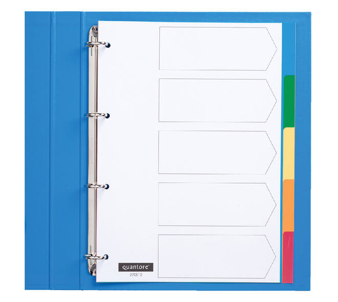 Tabbladen Quantore 4-gaats 5-delig assorti tabs PP