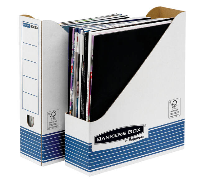 Tijdschriftcassette Bankers Box System A4  wit blauw
