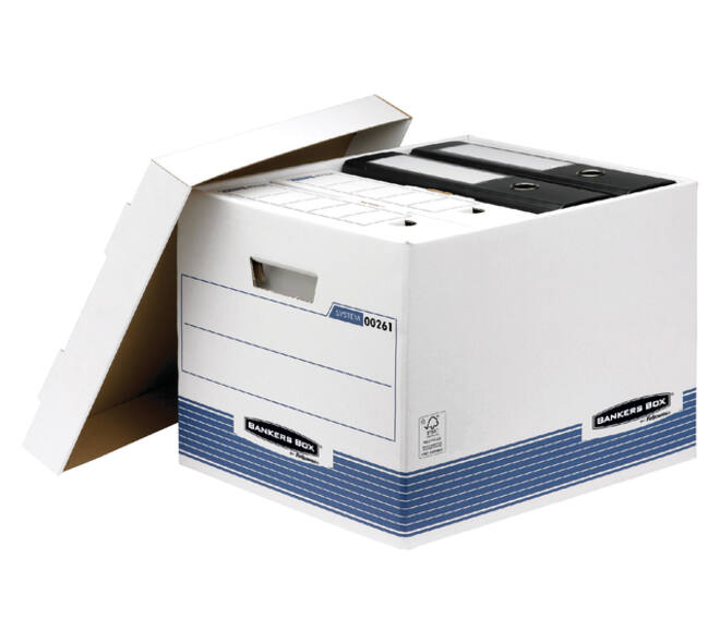 Archiefdoos Bankers Box System standaard wit blauw