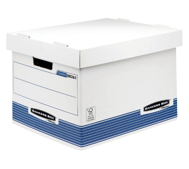 Archiefdoos Bankers Box System standaard wit blauw