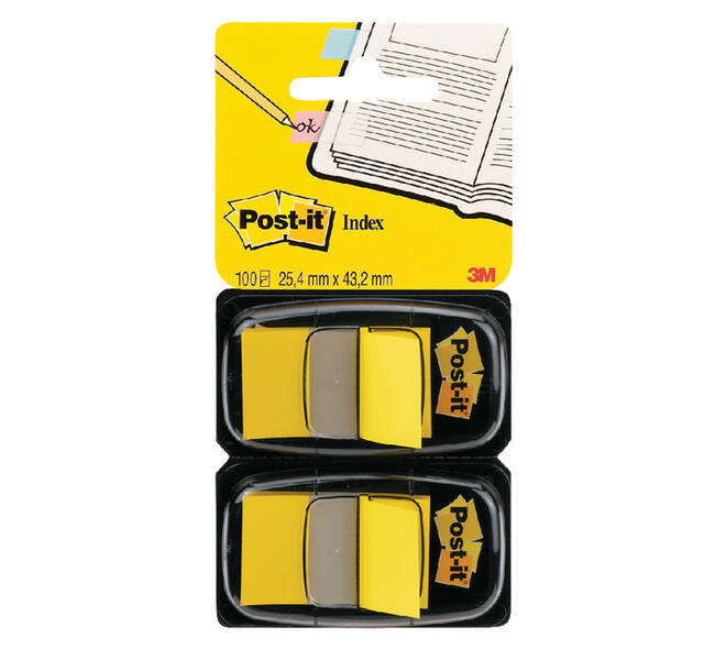 Indextabs Post-it 680 25.4x43.2mm duopack geel 2x50 tabs