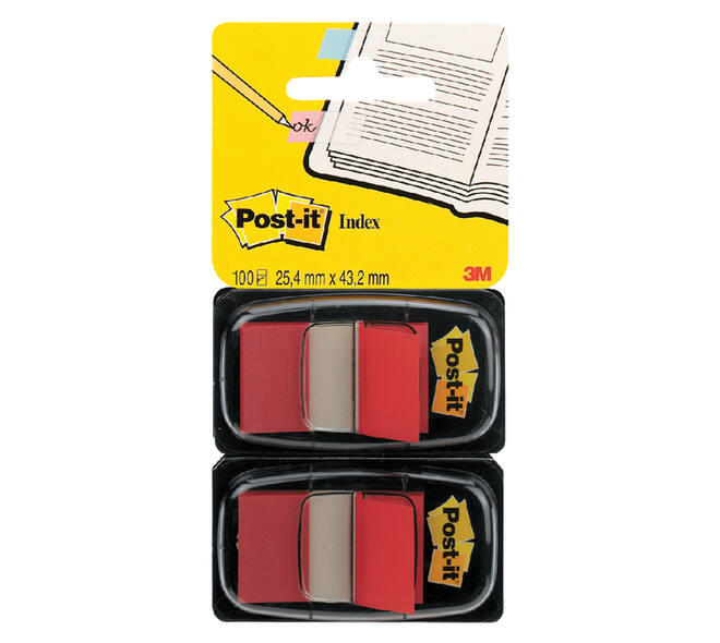 Indextabs Post-it 680 25.4x43.2mm duopack rood 2x 50 tabs