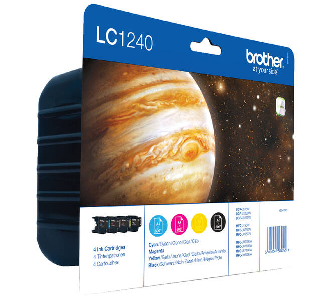 Inktcartridge Brother LC-1240VALBP zwart + 3 kleuren