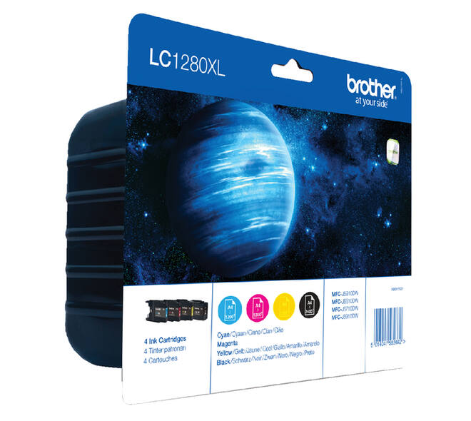 Inktcartridge Brother LC-1280XLVALBP zwart + 3 kleuren