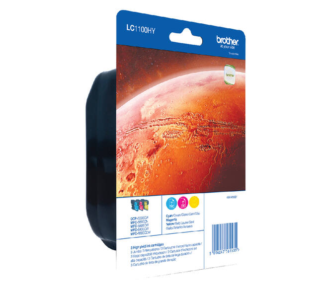 Inktcartridge Brother LC-1100VALBP zwart + 3 kleuren