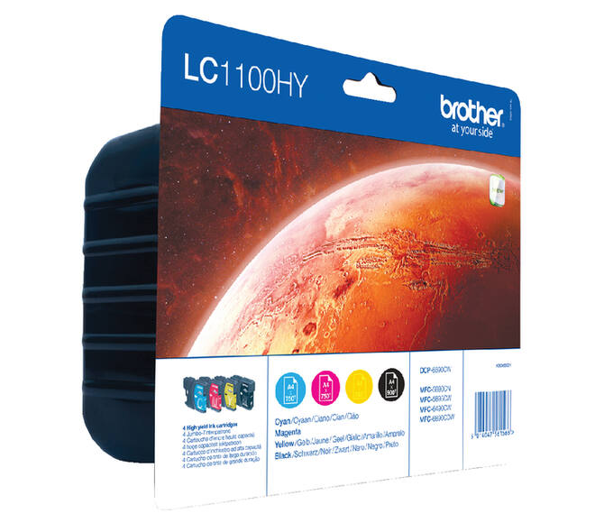 Inktcartridge Brother LC-1100HYVALBP zwart + 3 kleuren