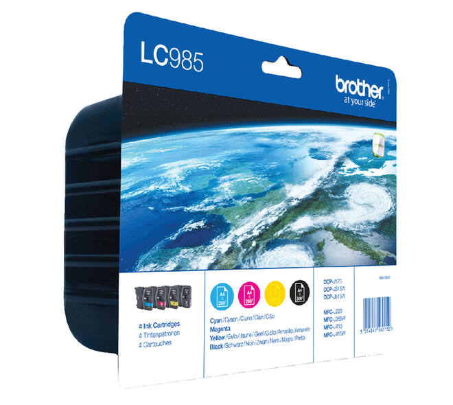 Inktcartridge Brother LC-985VALBP zwart + 3 kleuren