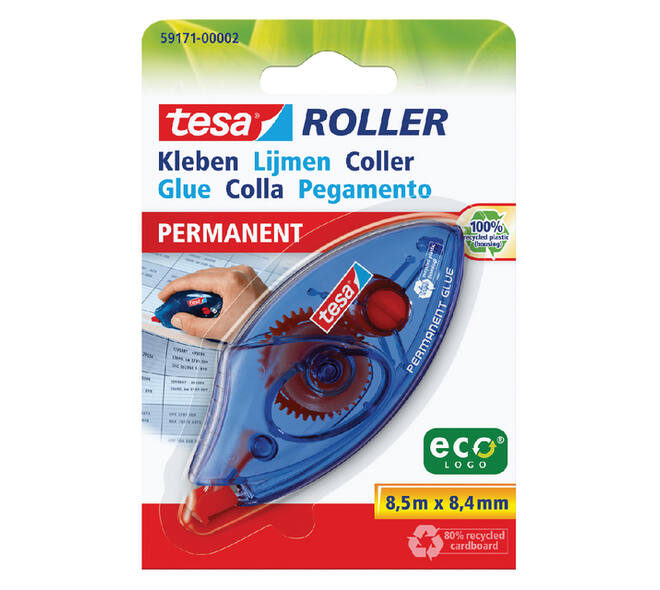 Lijmroller tesa® ecoLogo® permanent wegwerp op blister