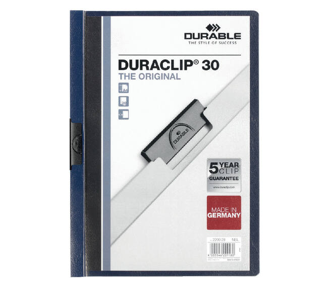 Klemmap Durable Duraclip A4 3mm 30 vellen nachtblauw