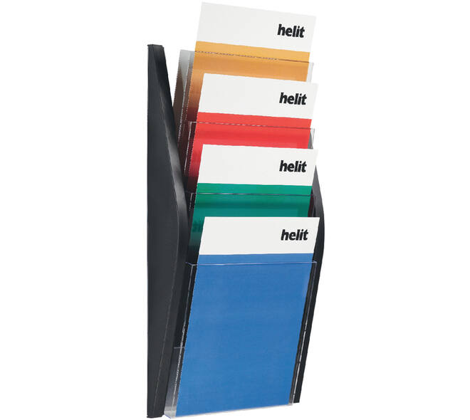 Folderhouder Helit wand 4x A4 zwart