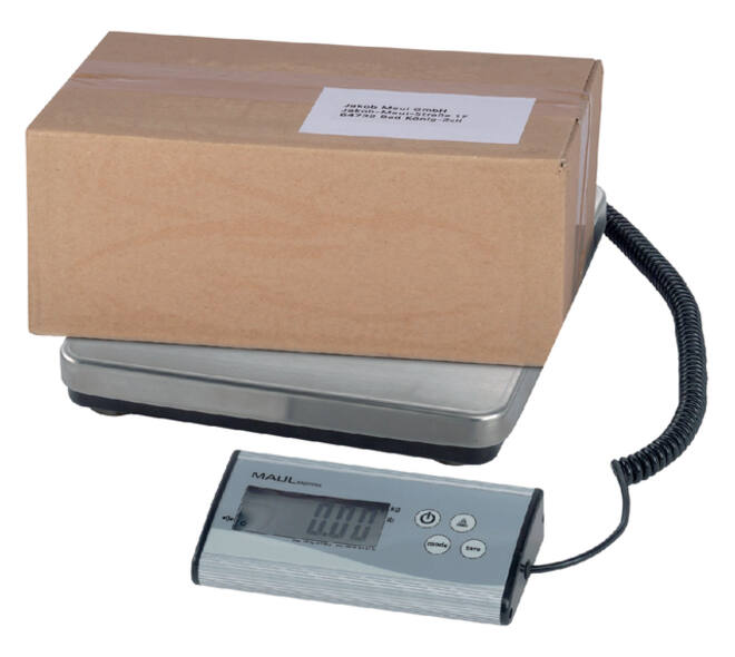 Pakketweger MAUL Cargo 50kg metalen plateau 27x27cm + 9V batterij zilver