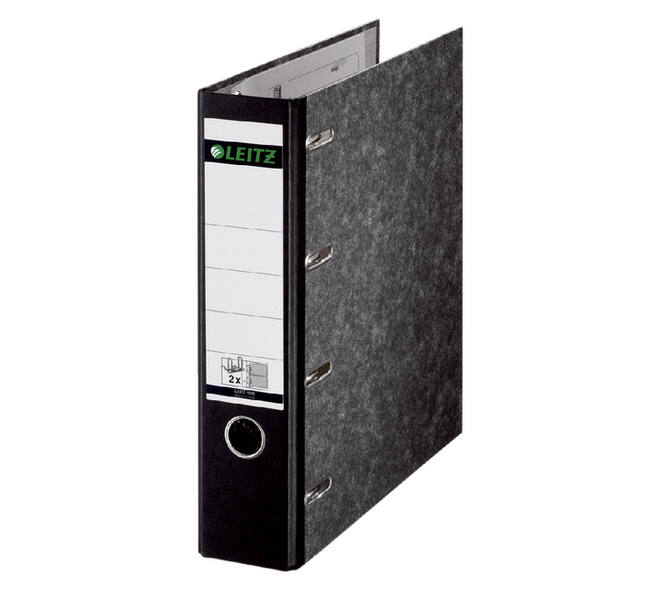 Ordner Leitz 1092 giro-bank met dubbele mechaniek 75mm karton A4 zwart