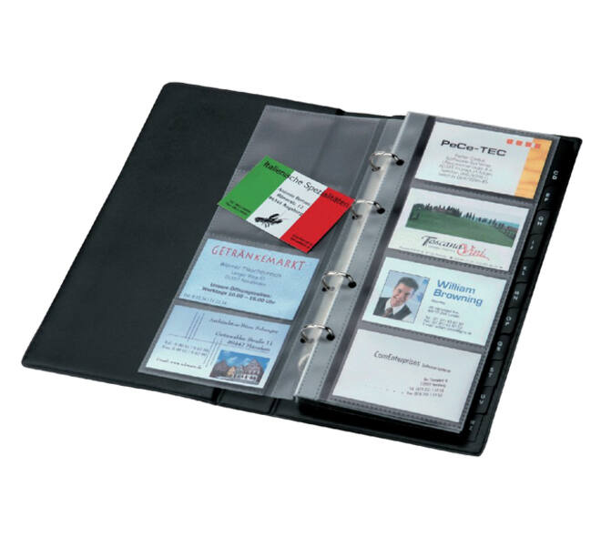 Visitekaartringband Sigel VZ300 200 kaarten 90x58mm kunststof zwart