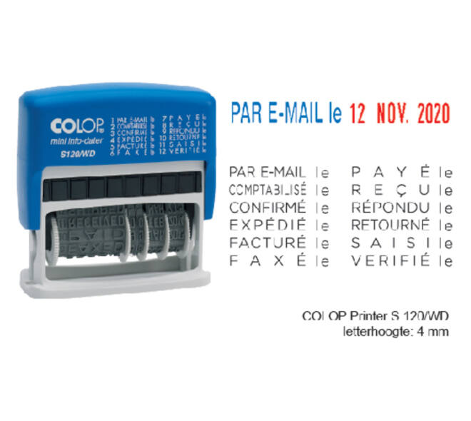 Woord-datumstempel Colop S120 mini-info dater 4mm frans