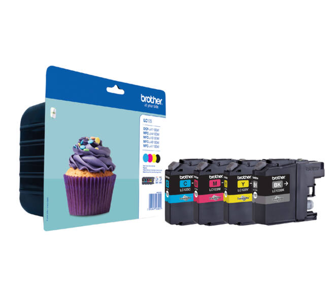 Inktcartridge Brother LC-123VALBP zwart + 3 kleuren