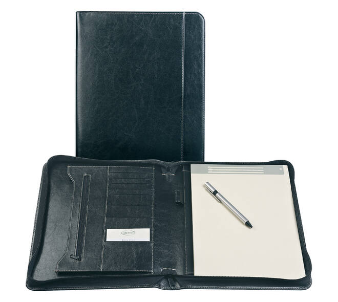 Schrijfmap Brepols Palermo luxe A4 met rits incl schrijfblok zwart