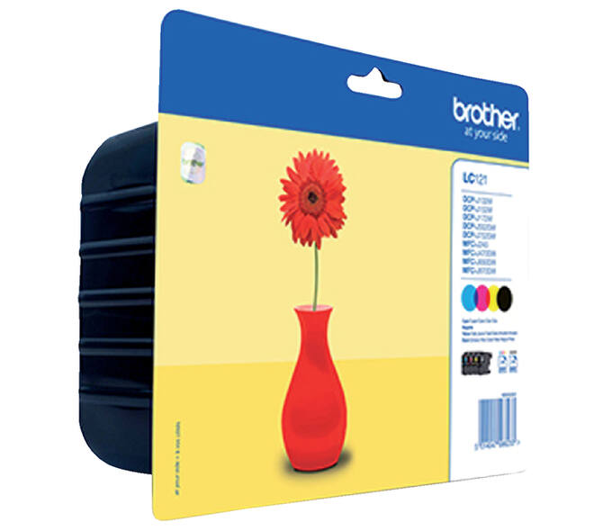 Inktcartridge Brother LC-121VALBP zwart + 3 kleuren