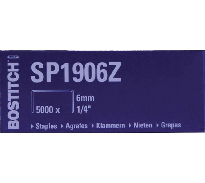 Nieten Bostitch SP1906Z staal 6mm rechte rug 5000 stuks
