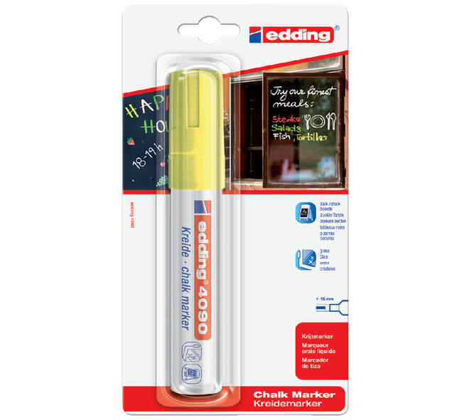 Krijtstift edding 4090 window schuin 4-15mm neon geel blister à 1 stuk