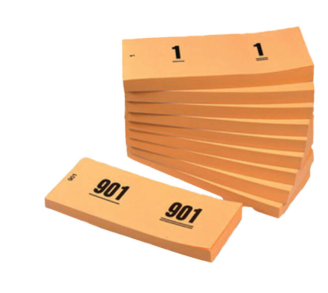 Nummerblok 42x105mm nummering 1-1000 oranje 10 stuks