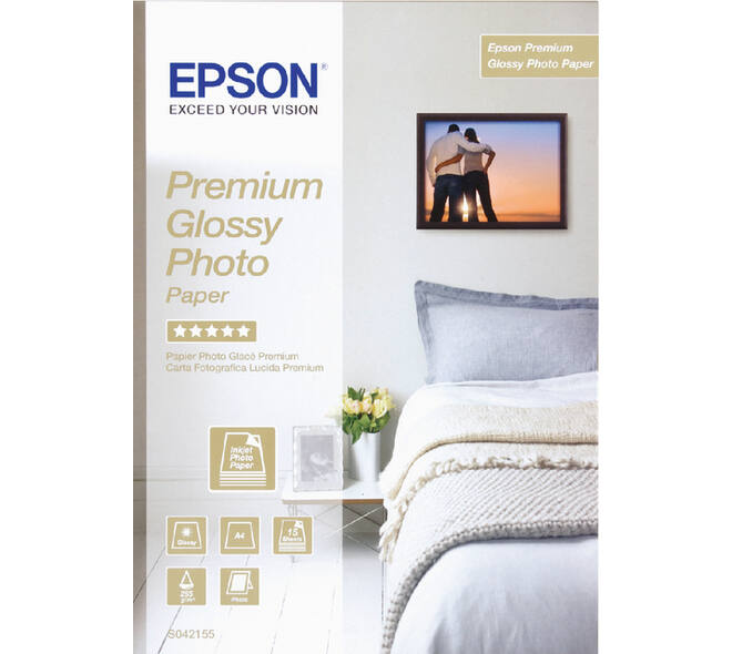 Inkjetpapier Epson S042155 A4 premium glans 225gr 15 vel
