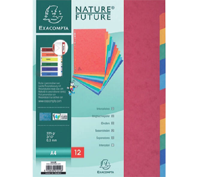 Tabbladen Exacompta 225x297mm 11-gaats 12-delig glanskarton
