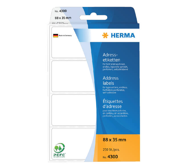 Etiket HERMA adres 4300 88x35mm zig-zag 250 stuks
