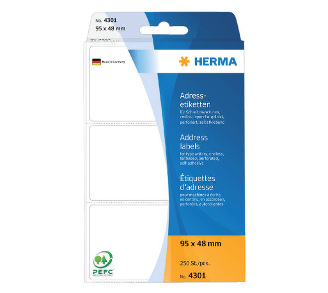 Etiket HERMA adres 4301 95x48mm zig-zag 250 stuks