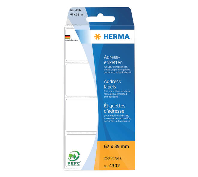 Etiket HERMA adres 4302 67x35mm zig-zag 250 stuks