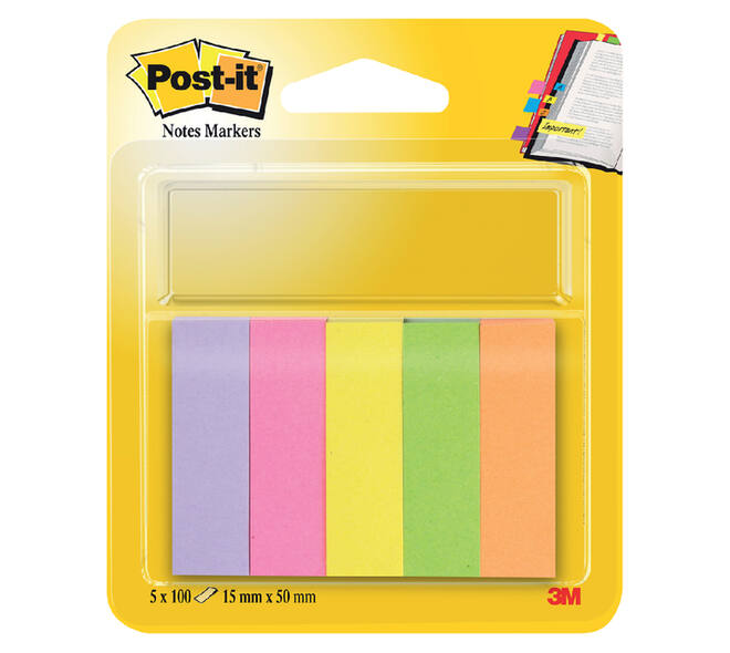 Markeerstrook Post-it 670 15x50mm papier assorti 5x100vel