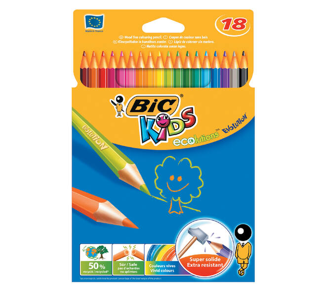 Kleurpotloden BicKids Evolution ecolutions ass blister à 18st