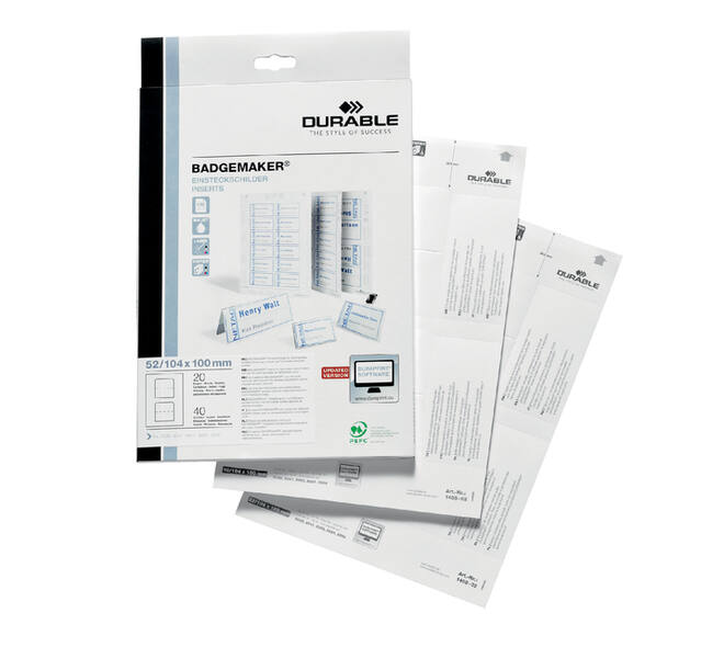 Badgekaart Durable 1420 bedrukbaar A6 80 stuks