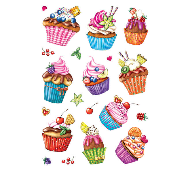 Etiket HERMA 3387 cupcakjes glitter