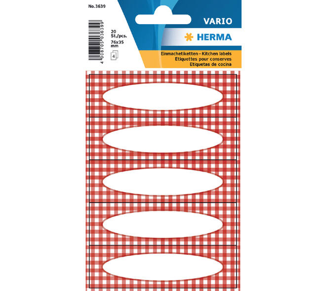 Etiket HERMA 3639 keuken ruit rood