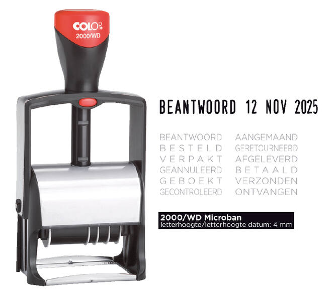 Woord-datumstempel Colop Heavy Duty 2000/WD Classic Line 12 teksten