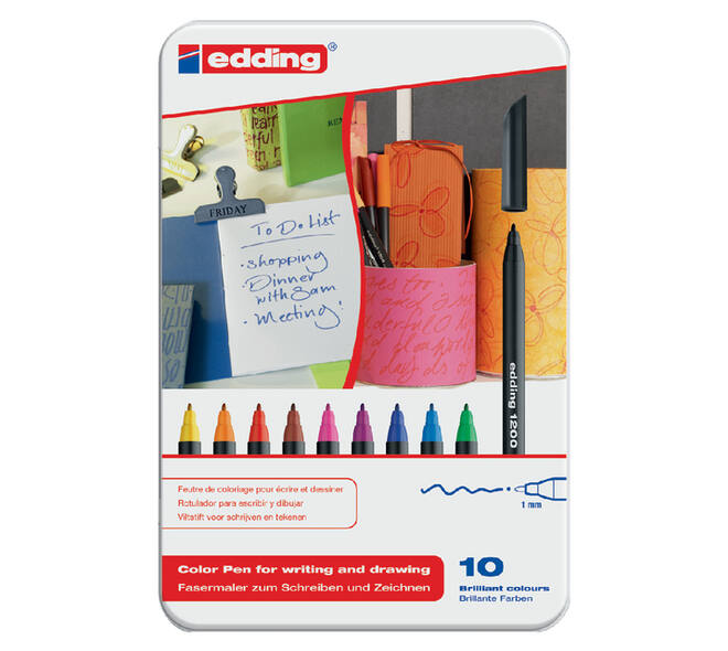 Fineliner edding 1200 fijn assorti blik à 10 stuks
