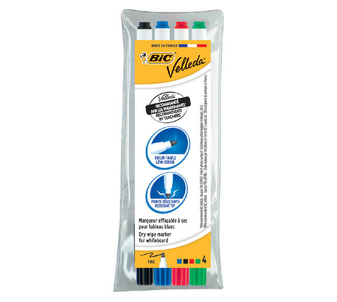 Whiteboardmarker Bic Velleda 1721 rond fijn assorti set à 4 stuks