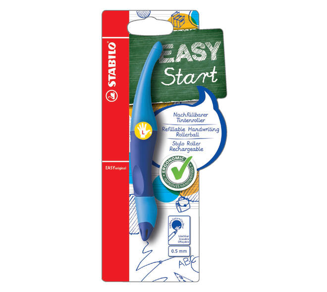 Rollerpen STABILO Easyoriginal linkshandig licht/donkerblauw blister