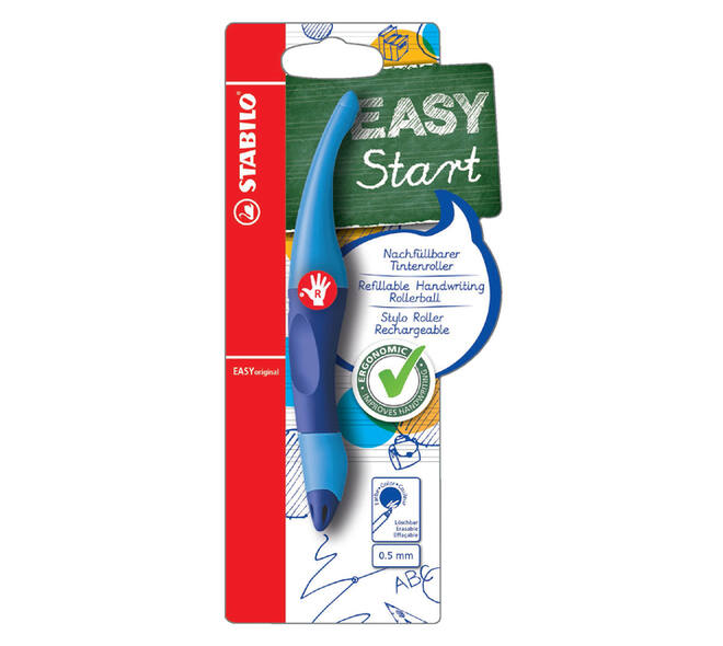 Rollerpen STABILO Easyoriginal rechtshandig licht/donkerblauw blister