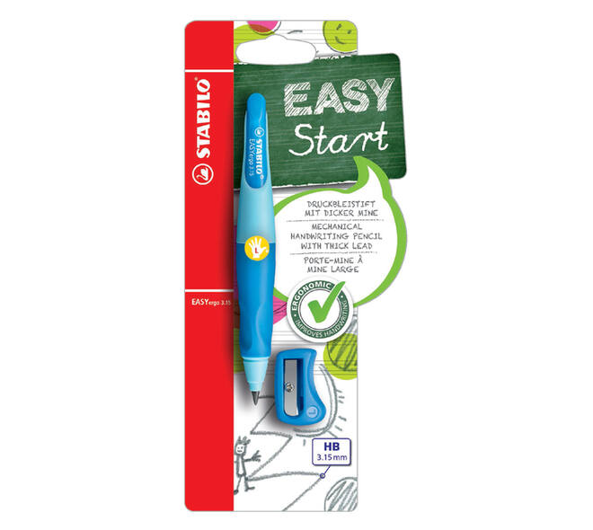 Vulpotlood STABILO Easyergo HB 3.15mm links bl/dblauw slijper blister