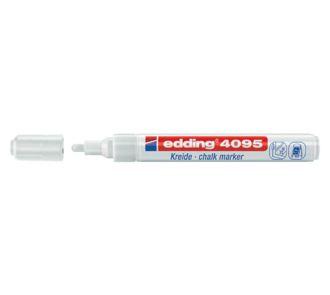 Krijtstift edding 4095 rond 2-3mm wit blister à 2 stuks