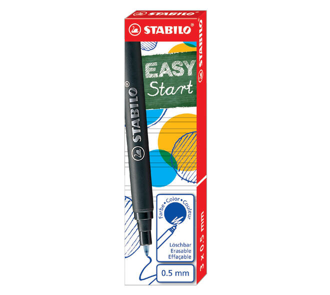Rollerpenvulling STABILO Easyoriginal  medium blauw doosje à 3 stuks