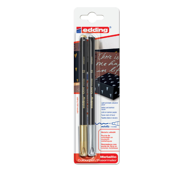 Fineliner edding 1200 053-054 fijn zilver en goud blister à 2 stuks