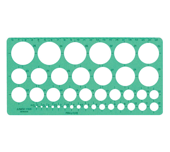 Cirkelsjabloon Linex 39 cirkels met inktvoetjes 1-35mm groen