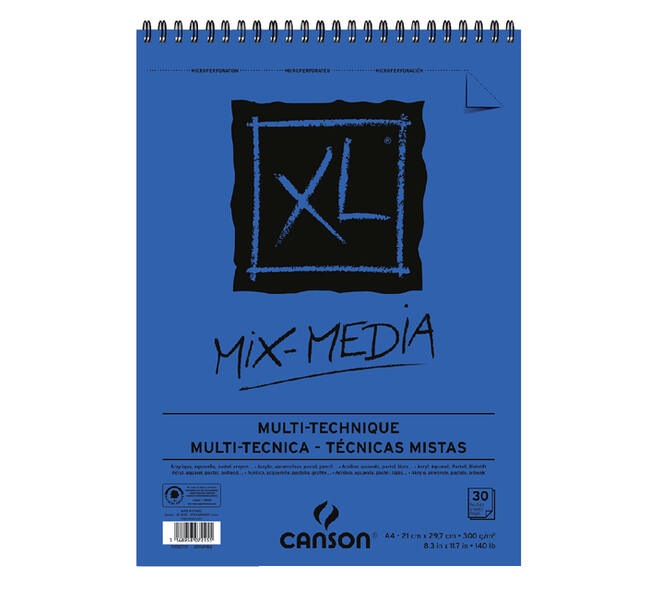 Mixed mediapapier Canson XL Textured Mixed Media 30vel 300gr A4 wit